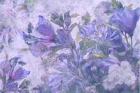Composition en violet, blanc et vert. Une image douce et rêveuse.