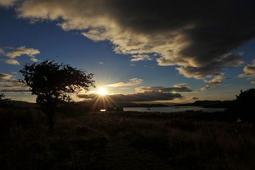 Zonsondergang vol contrast