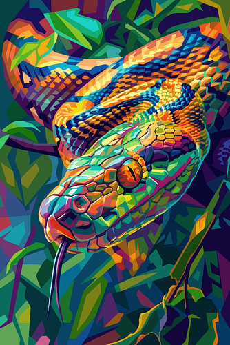 Phyton-Schlange – WPAP-Pop-Art-Illustration – Metallposter