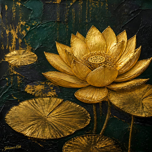 Verdant Gold Horizons - Lotus Flower 2