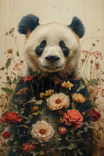 Panda in Blossom - Natural Serenity