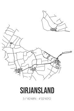 Sirjansland (Zeeland) | Karte | Schwarz und Weiß von Rezona