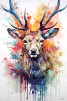Abstract colourful watercolours of animals.