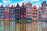 Damrak Grachtenpanden Amsterdam van Dennisart Fotografie thumbnail