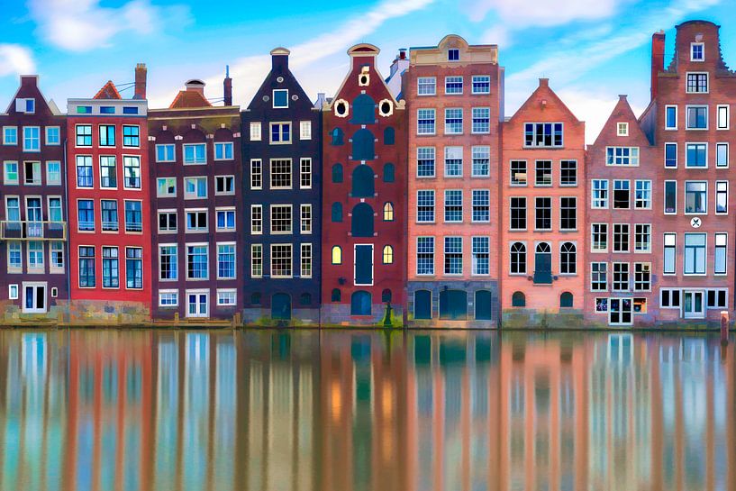 Damrak Canal Houses Amsterdam by Dennisart Fotografie