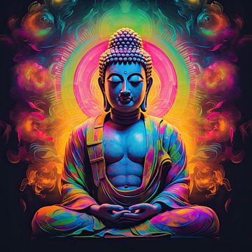 Buddha in Neonfarben