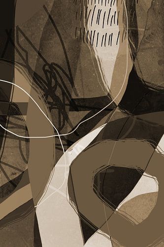 Formes et lignes organiques modernes, abstraites et minimalistes, dans des teintes terreuses.