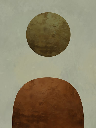 Harmonie in eenvoud – abstracte kunst in groen, bruin en goud