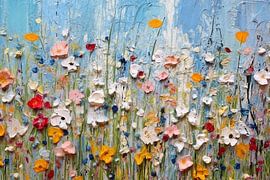 Flower fields | Scattered by the colours of the sky | Flower field art by Eye catching paintings