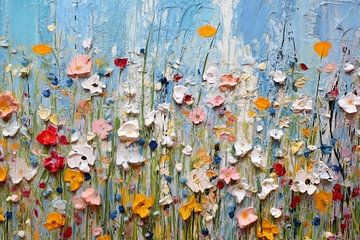Bloemenvelden | Verstrooid door de kleuren van de hemel | Bloemenveld kunst van Blikvanger Schilderijen