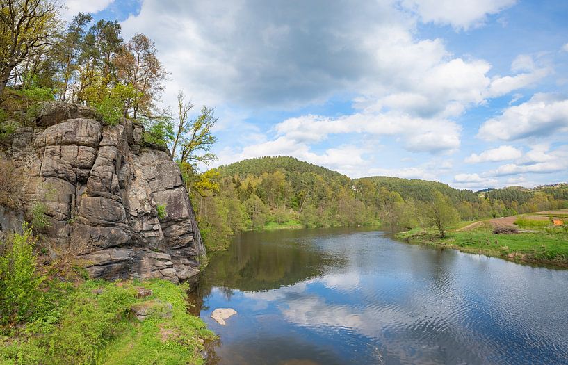 Climbing rocks on the banks of Schwarzer Regen River, tourist at by SusaZoom