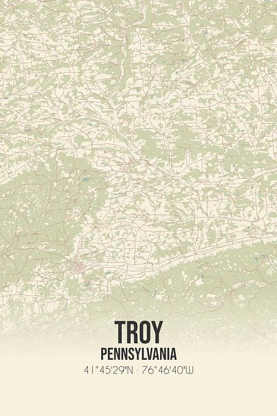 Vintage map of Troy (Pennsylvania), USA. by Prints of Place