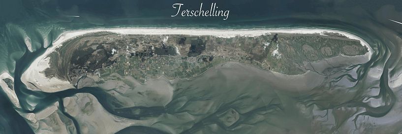 Panorama Luchtfoto van Terschelling van Maps Are Art