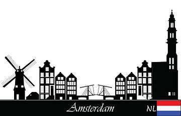 tekening van de skyline van amsterdam van ChrisWillemsen