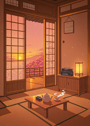 Anime Cozy Room Cherry Blossom Lofi