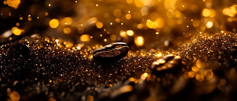 Coffee beans in a golden play of light by Poster Art Shop