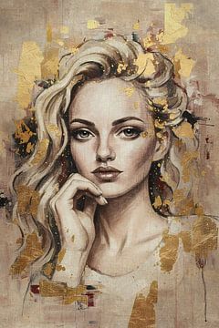Chique portret - schoonheid in taupe en goud