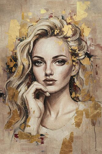 Chique portret - schoonheid in taupe en goud