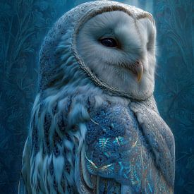 Moon Magic – Mystical Owl in Blue by Erika Kaisersot