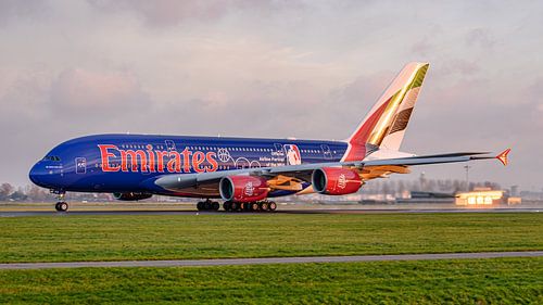 Emirates Airbus A380 in NBA livery.