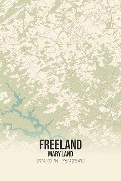 Vintage landkaart van Freeland (Maryland), USA. van MijnStadsPoster