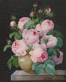Pierre-Joseph Redouté – Rosa Rosen in einer Vase (1838) von Timeless Artworks