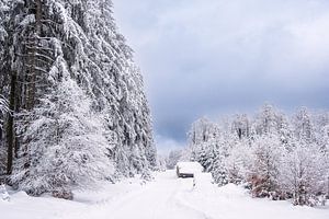Landschaft im Winter im Thüringer Wald in der Nähe von Schmied