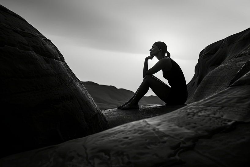 nüchternes Porträt im Querformat in schwarz-weiß von Egon Zitter