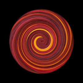 „Faszinierende Farbspiralen auf Schwarz / Spirale / Farbstrudel / Herbstfarben von Kerstin Franz