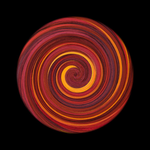 „Faszinierende Farbspiralen auf Schwarz / Spirale / Farbstrudel / Herbstfarben