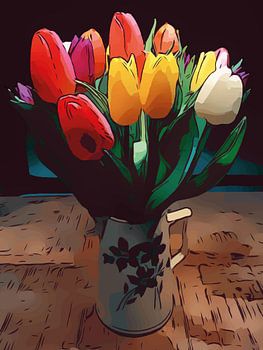 Frühling bunte Tulpen Blumenposter