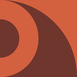 70s Retro multicolor abstract shapes in orange and brown by Dina Dankers
