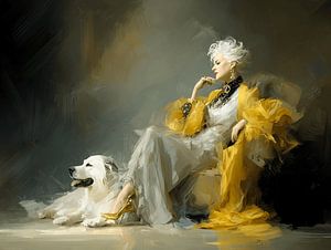 The Queen and Her White Pyrenean Mountain Dog