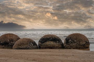 Moeraki boulders in Nieuw Zeeland