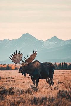 Elk in the mountain landscape by Poster Art Shop