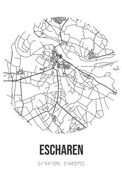 Escharen (Noord-Brabant) | Landkaart | Zwart-wit van Rezona