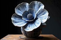 Mohnblume - Zeitlose Eleganz in Delfter Blau