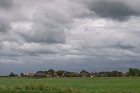 Dark sky over the village