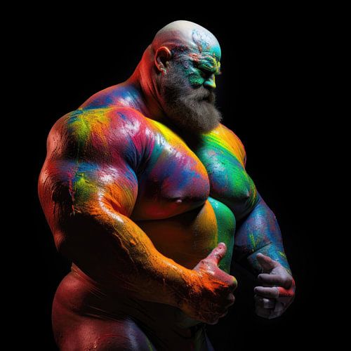 Enorme neon krachtatleet