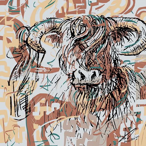 Modern landelijk werk - Schotse hooglander kop