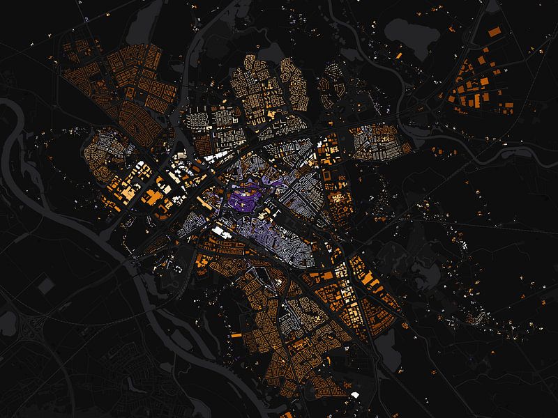 Kaart van Zwolle abstract by Maps Are Art