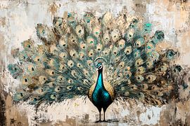 Bunter Pfau in abstraktem Design von Imperial Art House