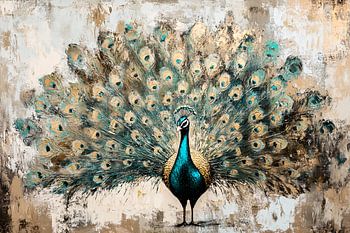 Bunter Pfau in abstraktem Design