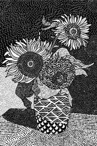 Zonnebloemen - Van Gogh-stijl van Cats & Dotz
