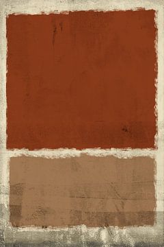 Abstrakte minimalistische Landschaftsmalerei in Terra, Braun und Weiß von Abstrakte minimalistische Kunst