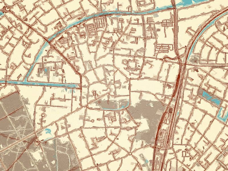 Map of Assen Centrum in the style Blue &amp; Cream by De Kaartenwinkel