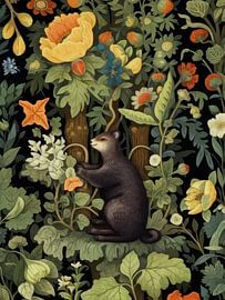 Ratel in het bos stijl William Morris van TOAN TRAN