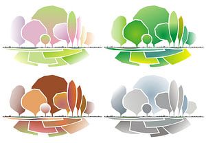 Lente Zomer Herfst Winter De Vier jaar Getijden