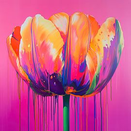Abstract tulip colourful and modern by Wilma Mesman