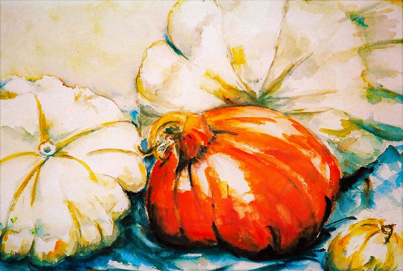 Citrouilles orange et blanches. par Ineke de Rijk